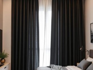 Moderne donkere gordijnen met ruimtelijk effect