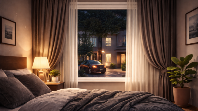 slaapkamer aan de straat raamdecoratie