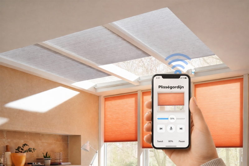 Elektrische bedieneing plissegordijnen, gordijnen smart