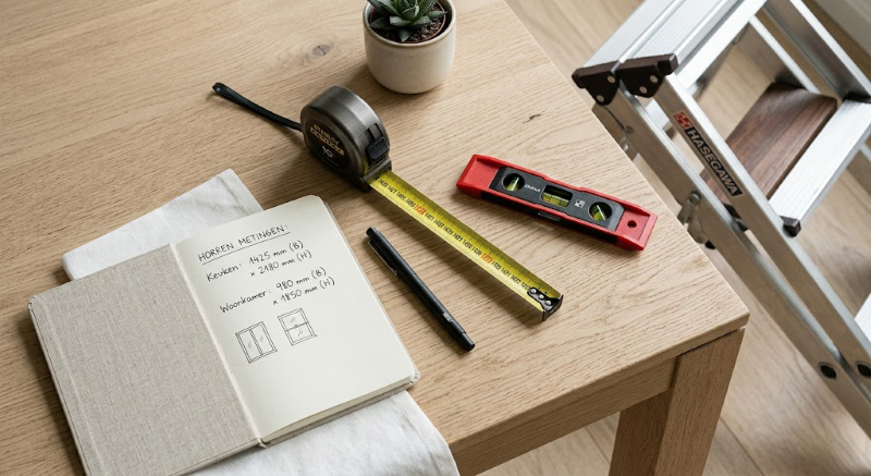 Gereedschapskistje voor het inmeten van een hor