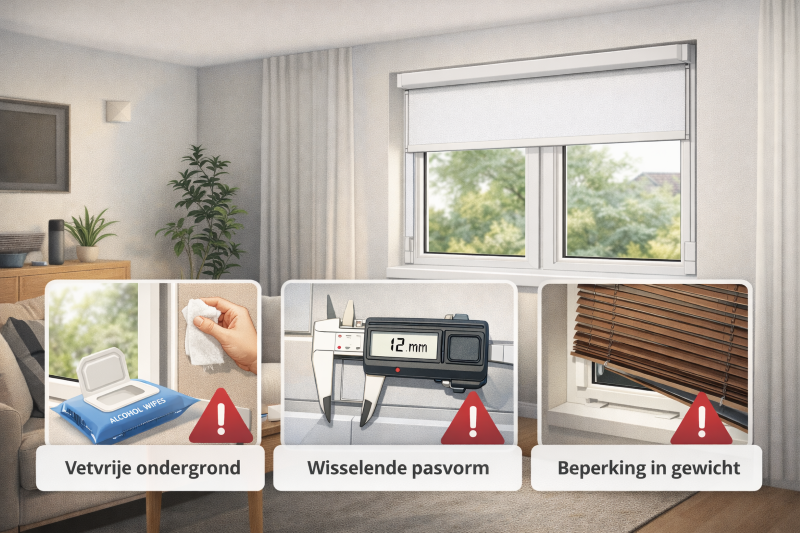 Nadelen van Raamdecoratie zonder boren, plakstrips, magneetstrips