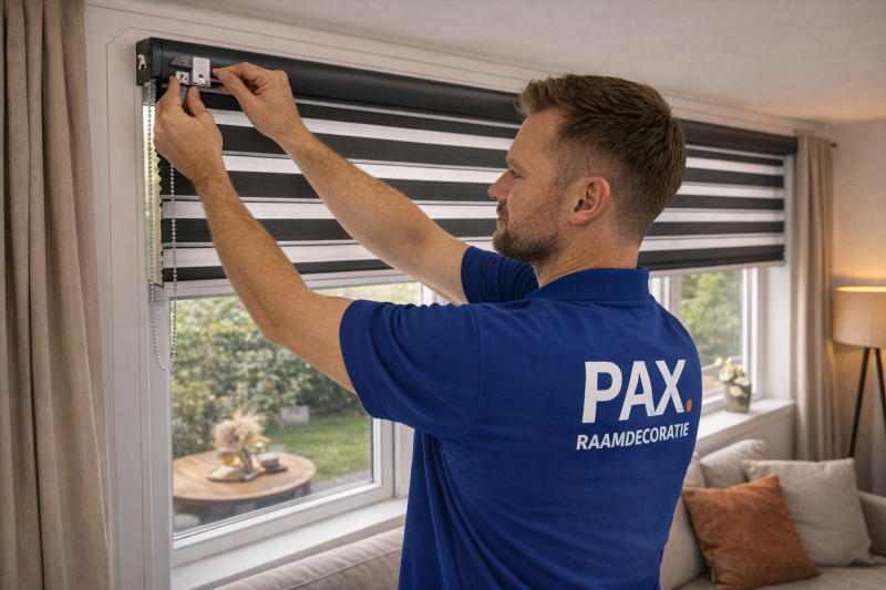 Duo Rolgordijn installatie door Rax Raamdecoratie