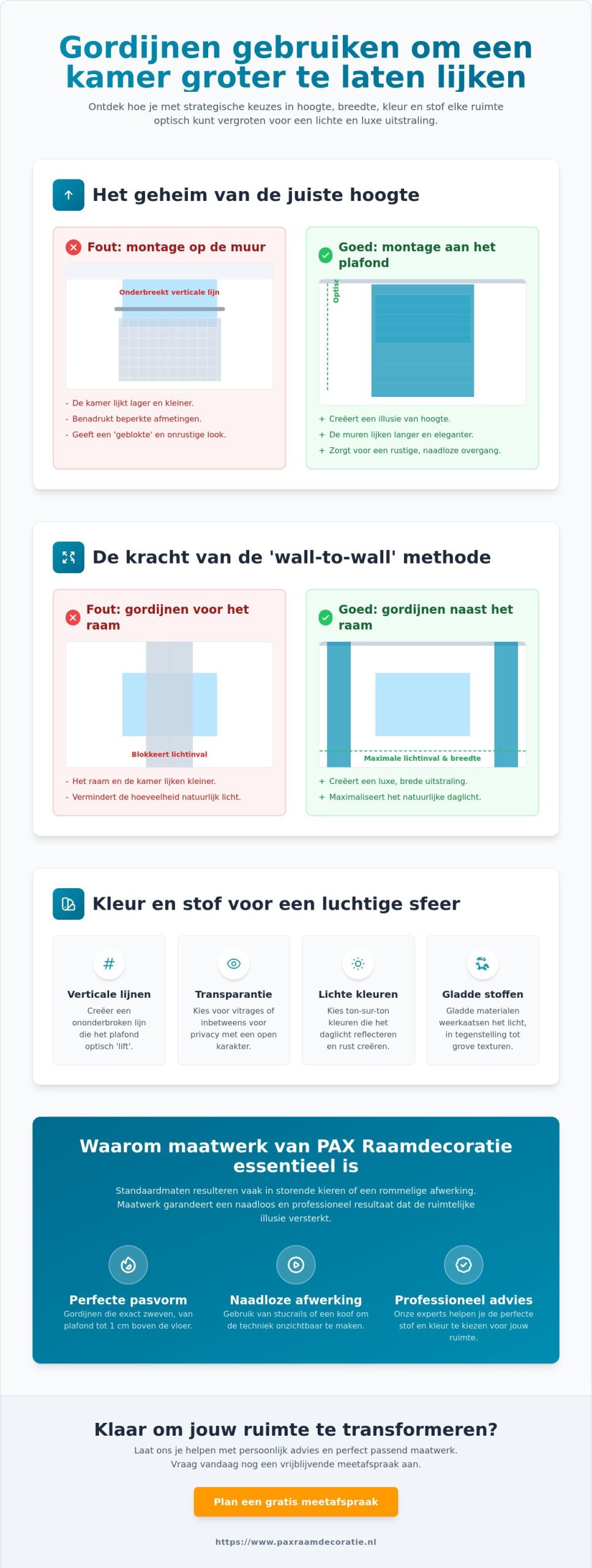 Hoe kan je gordijnen gebruiken om een kamer groter te laten lijken?