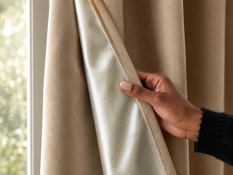 Reflecteerde Coating Achter Een Gordijn Voor Betere Zonwering