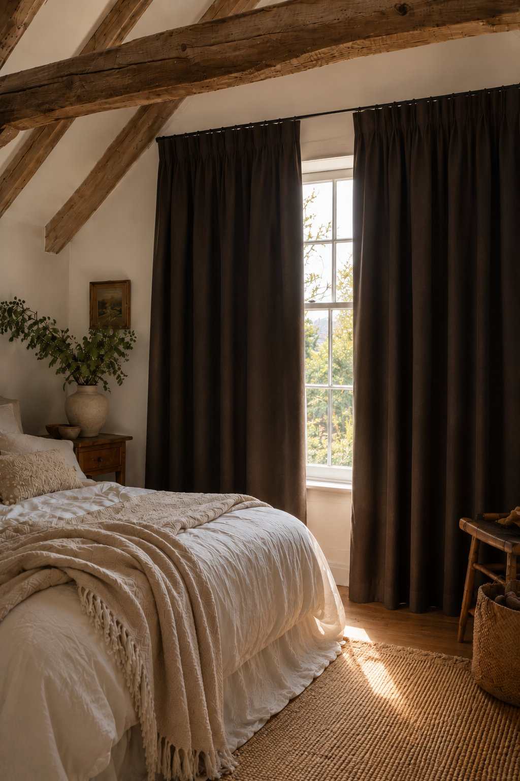 Verduisterende Gordijnen In Een Landelijk Interieur
