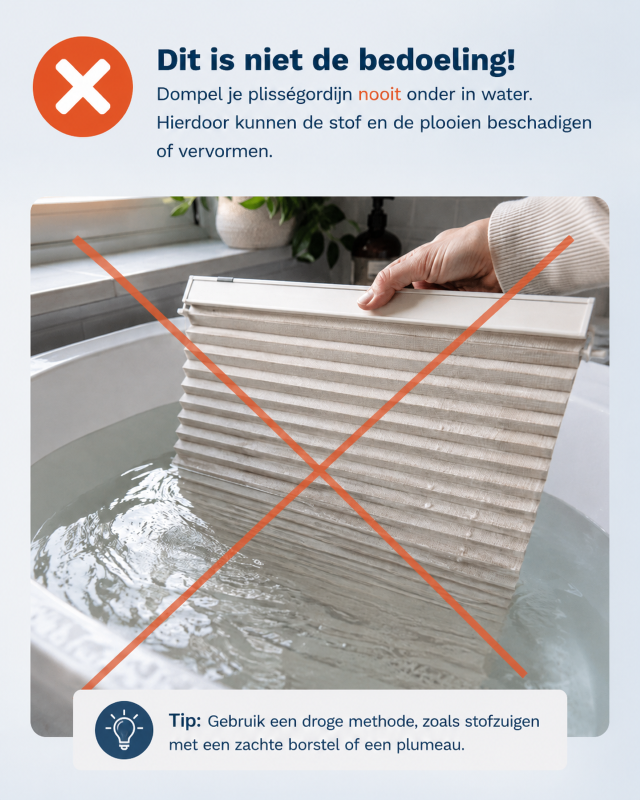plissegordijn mag niet in water